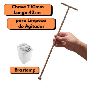 Chave T 10mm Canhão Longa Cabo Estendido Limpeza Manutenção Agitador Máquina Lavar Roupa Brastemp Electrolux Lm08 Lm06