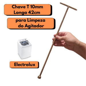 Chave T 10mm Canhão Longa Cabo Estendido Limpeza Manutenção Agitador Máquina Lavar Roupa Brastemp Electrolux Lm08 Lm06