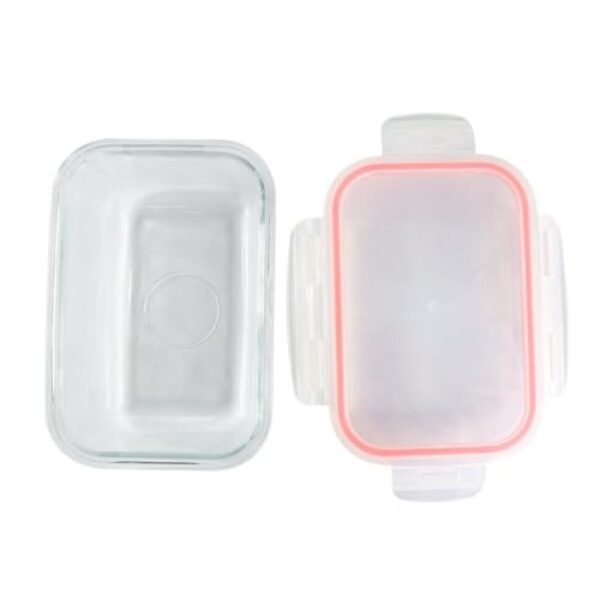 Click Glass Pote Hermético de Vidro Borossilicato com Tampa, 640ml, 19x14x8cm, Sistema Anti Vazamento com 4 Travas