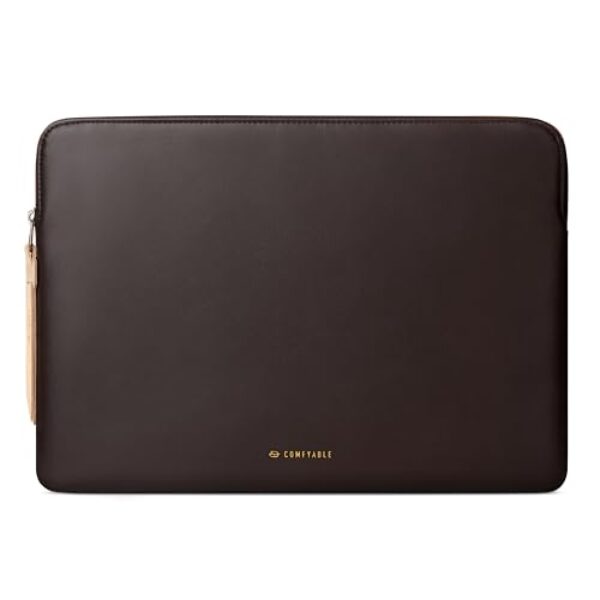 Comfyable Capa fina para laptop compatível com MacBook Air de 13 polegadas M4 M3 M2 M1, MacBook Pro de 13 polegadas, capa de couro PU resistente à água, chocolate