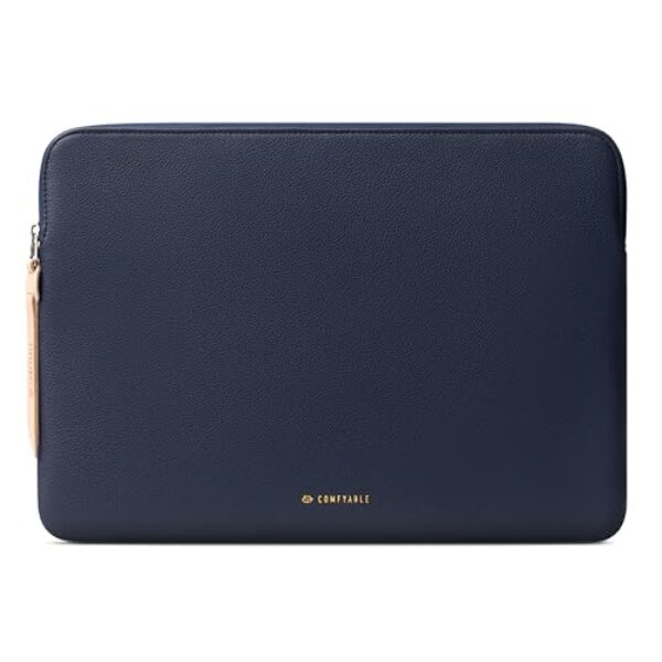Comfyable Capa protetora fina para laptop compatível com MacBook Pro e MacBook Air de 13/13,3/14 polegadas, capa protetora para laptop, capa protetora de couro PU fina M4/M3/M2/M1 2024-2021, azul