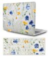 Compatível com MacBook Pro 13 polegadas M1 A2338 A2289 A2251 A2159 A1989 A1708 A1706 versão 2021 2020 2019 2018 2017 2016, capa rígida de plástico padrão e teclado Pele, azul e Flor amarela