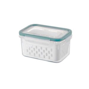 Conjunto 3 Potes Herméticos com Cesto, Plástico Transparente e Azul, 850ml 1750ml 3300ml, Retangular, Vedação Hermética