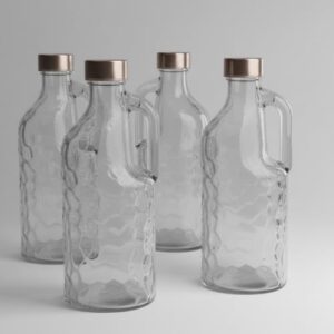 Conjunto 3 Recipientes De Vidro Para Leite Chá Gelado E Caldos Garrafas Reutilizáveis Com Design De Encaixe Otimizado (effect c/alça)