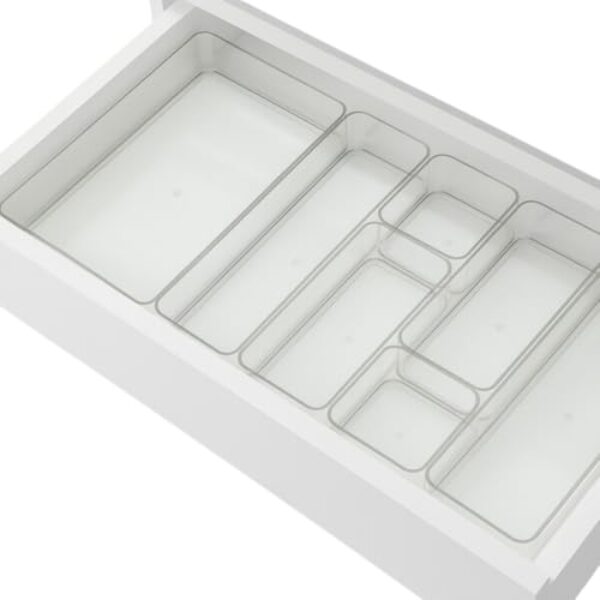 Conjunto 7 Organizadores Multiuso de Acrílico para Gavetas, Armários e Geladeira – Potes Organizadores para Maquiagem e Cozinha
