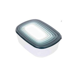 Conjunto 7 Potes Quadrados de Plástico com Tampa Hermética, Transparente com Tampas Sortidas, Livre de BPA, 100ml a 4L, Empilhável