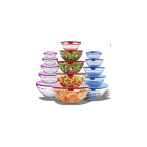 Conjunto de 5 Potes de Vidro Com Tampa, Capacidades de 120ml a 900ml, Empilháveis, Para Armazenamento de Alimentos, Compatível Com Micro-ondas, Freezer e Lava-louças