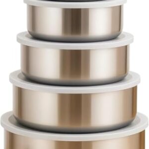 Conjunto de 5 Tigelas/Potes de Inox com Tampa Hermética – Aço Inox Premium, Vedação Forte, Multiuso para Cozinha, Marmita e Armazenamento