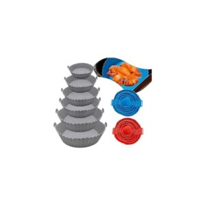 Conjunto de 6 Formas de Silicone, Redondas, Coloridas, Resistentes ao Calor até 220°C, para Forno, Micro-ondas, Air Fryer, Freezer, Tamanhos Variados, com Alças