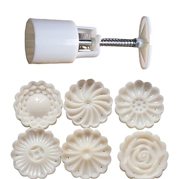 Conjunto de moldes de bolo de lua de crisântemo impresso com ferramenta de cozimento em relevo