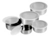 Conjunto de Tigelas de Aço Inox com Tampa, 5 Peças, 250ml/400ml/660ml/960ml/1250ml, Resistente, Prata