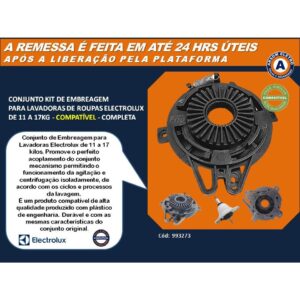 Conjunto Kit de Embreagem Para Lavadoras de Roupas Electrolux de 11 a 17kg - Compatível - 993273