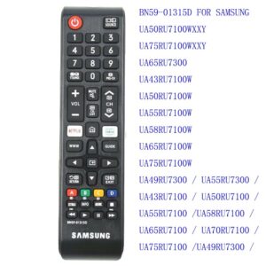 Controle Remoto Samsung 4K Smart TV BN59-01315D Compatível Com . 32 Polegadas 40 43 49 50 55 58 59 65UA43RU7100W , UA50T