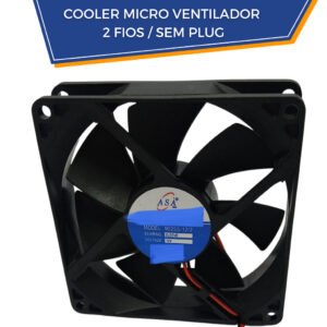 Cooler Ventilador Microventilador Ventoinha 92x92x25 12v Purificador Bebedouro Frigobar Geladeira - 2 Fios