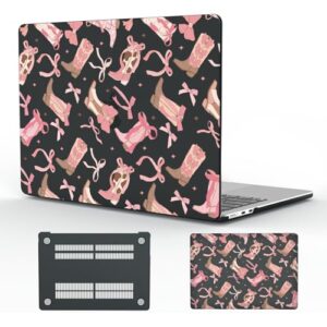 CozyNestCY Capa com laço de fita rosa de 13 polegadas para MacBook Air elegante cowgirl capa rígida de plástico Touch ID A1932 A2179 M1 A2337 bonita capa protetora ocidental fina para MacBook 13,3