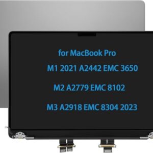 Daplinno Tela de substituição de tela de 14 polegadas para MacBook Pro M1 A2442 2021 EMC 3650 M2 A2779 EMC 8102 M3 A2918 EMC 8304 2023 Tela LCD Montagem superior completa (cinza espacial)