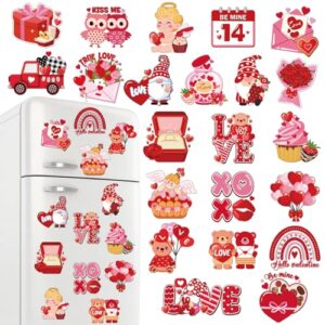 Dazoratix Ímãs para geladeira - 22 peças decorações de geladeira para dia dos namorados fofo gnomo coração urso amor vermelho rosa adesivos magnéticos garagem carro porta acessórios escritório cozinha