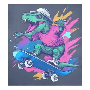 Decalque magnético de painel de geladeira de skate dino, capa de eletrodomésticos de ímãs de geladeira 58 cm L x 66 cm A