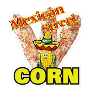 Decalques personalizados de Food Truck Mexican Street Corn Elotes Sinal de concessão de alimentos e bebidas 25,4 cm no design lateral mais longo apenas