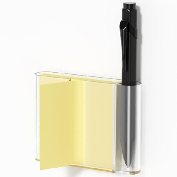 Dispensador de notas adesivas de acrílico, suporte magnético para notas Post It, organizador de canetas adesivas de 7,6 x 7,6 cm para escritório, casa, sala de aula