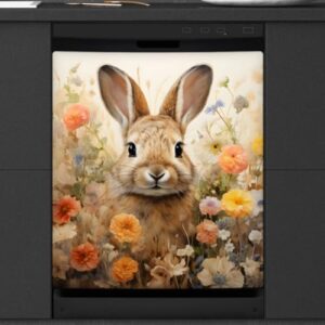 DJYQBFA Capa magnética decorativa de coelho fofo para lava-louças capa magnética reutilizável para porta de utensílios de cozinha 58 x 66 cm