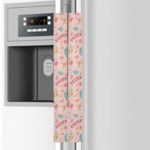 Emelivor Conjunto de 2 capas de maçanetas de geladeira rosa coelhinhos da Páscoa - Protetor decorativo para maçanetas de utensílios de cozinha Mantenha longe de impressões digitais Manchas de