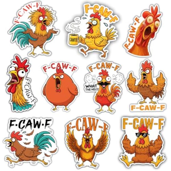 F-CAW-F Adesivo engraçado corvo galo galo pássaro adesivos para laptop garrafa de água carro para-choque telefone adultos humor mordaça presente