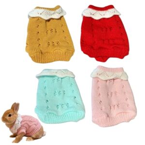 Fantasia de coelho 4 peças: suéter de inverno quente e fofo para festas, dramatização, sessões de fotos e fantasias adequado para coelhos, porquinhos-da-índia, furões e outros animais pequenos (2GG)