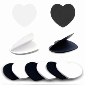 FAZHBARY Conjunto de 8 blocos autoadesivos divertidos em forma de coração 3 x 3 notas adesivas brancas e pretas para caderno escolar