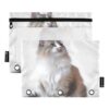 Fichário fofo gato Ragdoll gatinho 3 anéis, bolsa para lápis, fichário com zíper, pastel, transparente, estojo para canetas, meninos escolares, 25 x 18 cm, 2 pacotes