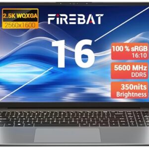 FIREBAT Ultrabook para laptop, AMD Ryzen7 H255, 40.6 cm 2560x1600 QHD, teclado retroiluminado, placa de vídeo Radeon 780M, RAM DDR5 5600MHz, SSD PCIe, portátil para estudantes/casa/negócios/estação de