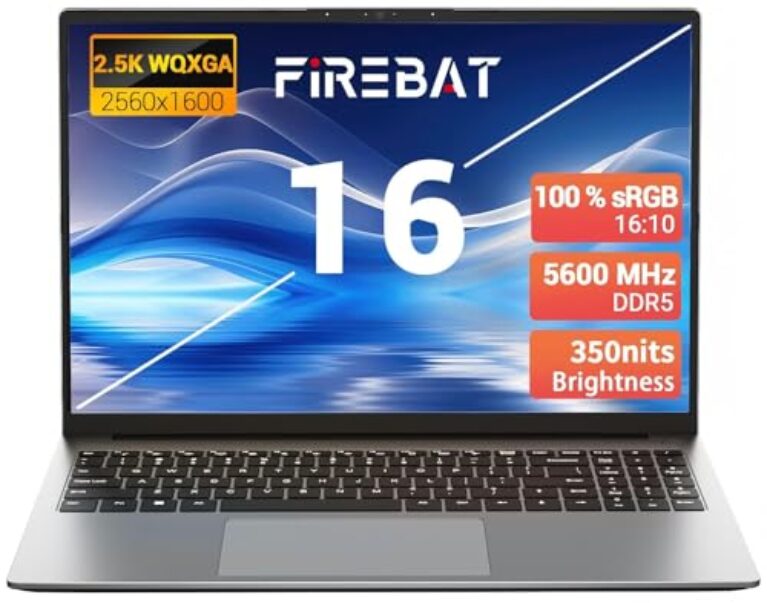 FIREBAT Ultrabook para laptop, AMD Ryzen7 H255, 40.6 cm 2560x1600 QHD, teclado retroiluminado, placa de vídeo Radeon 780M, RAM DDR5 5600MHz, SSD PCIe, portátil para estudantes/casa/negócios/estação de