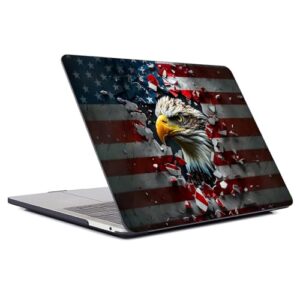 FKBRCL4U Capa para MacBook Air de 15 polegadas, capa preta versão 2023 do M2 A2941/A3241 capa rígida de plástico para computador, bandeira americana, padrão de águia careca