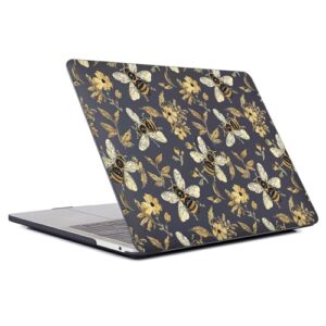 FKBRCL4U Capa para MacBook Air de 15 polegadas, capa preta versão 2023 do M2 A2941/A3241 capa rígida de plástico para computador, estampa floral de abelha amarela vintage
