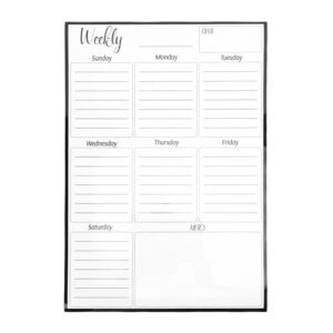 Fockety Quadro branco semanal para geladeira, calendário magnético apagável e reutilizável para geladeira, quadro branco semanal para casa, escritório, material escolar