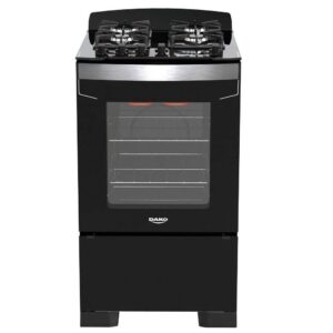 Fogão 4 Bocas Preto Com Frente Em Vidro Preto Bivolt