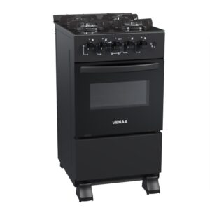 Fogão 4 Bocas Venax Picasso Line Mesa de Vidro Preto Bivolt