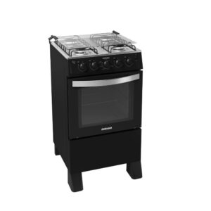 Fogão a Gás Preto 4 Bocas Acendimento Automático Itatiaia Waves New Preto 127V/220V Bivolt