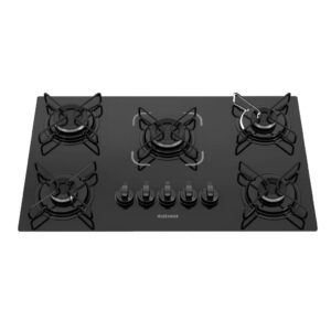 Fogão Cooktop Itatiaia 5 Bocas Itatiaia Bancada e Cozinha Vidro Preto Compacto e Pratico de Instalar