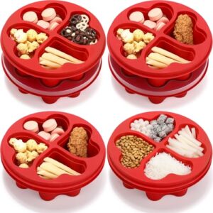 FoldTier 6 peças reutilizáveis 16,8 cm bandeja de sobremesa dividida dia dos namorados coração vermelho quádruplo caixa de lanche recipientes para armazenamento de alimentos Natal dia das mães