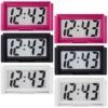 Frienda 6 peças mini relógio digital pequeno relógio digital suporte autoadesivo operado por bateria para painel de carro geladeira (preto, vermelho, branco)