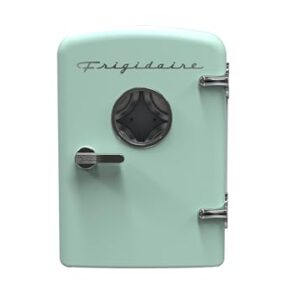 Frigidaire Mini refrigerador de geladeira pessoal, capacidade de 3,5 L para seis latas, incluindo plugue para saída de casa e carregador DC, 25 cm D x 18 cm L x 26 cm A