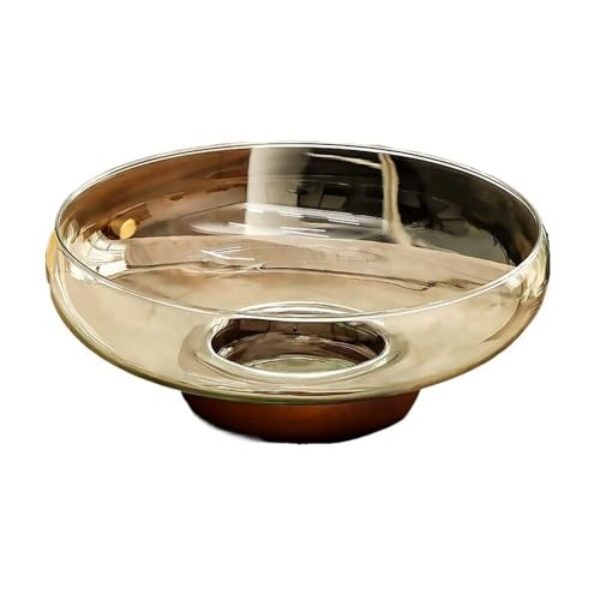 Fruteira Fruteira de vidro com base de madeira, ideal para servir frutas em mesas de jantar e salas de estar. Decoração de mesa(Clear)