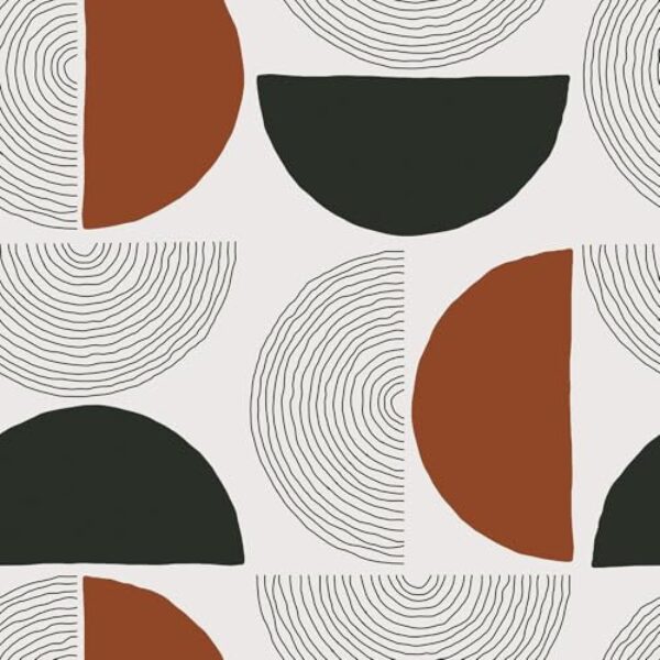 FunStick Papel de parede moderno de meados do século 44,5 x 899 cm, branco, cinza, marrom, preto, geométrico, descascar e colar, papel de parede abstrato para quarto de quarto, adesivo de vinil para