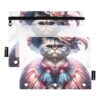 GAIGEO Linda bolsa de lápis de gatinho vestido de gato para fichário de 3 anéis, bolsa de lápis com zíper, fichário transparente, estojo para canetas, estudantes escolares, 25 x 18 cm, 2 pacotes