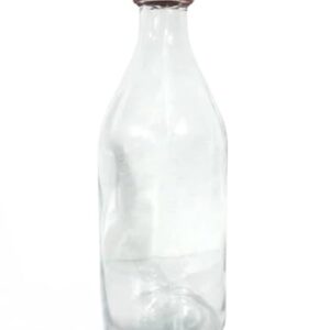 Garrafa de Vidro Transparente 1 Litro com Tampa Inox Água Suco Chá Geladeira Hérmetica(1)