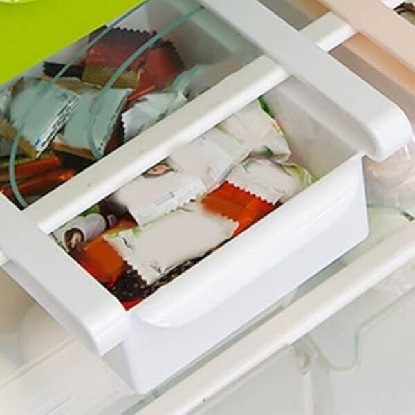 Gaveta retrátil para geladeira, organizador de armazenamento de alimentos com filtro, para classificação de prateleira de geladeira (branco)