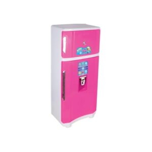 Geladeira Infantil Rosa e Branca, Brinquedo Educativo com Dispenser Funcional de Água, Plástico, 64x18x28cm, para Crianças Acima de 3 Anos