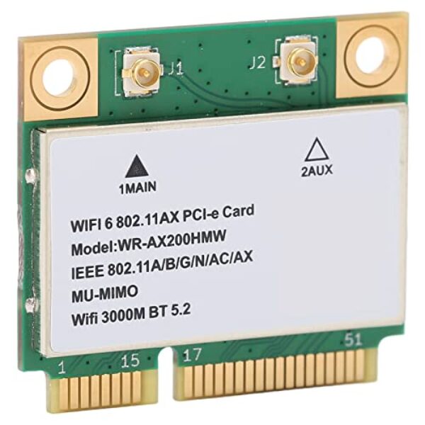 Generic Placa de Rede Sem Fio WiFi6 MU MIMO de 2974M Com Mini PCIE para Laptop, Placa WiFi de Alta Velocidade de Banda Dupla 2.4G / 5G para Pequenos Hosts