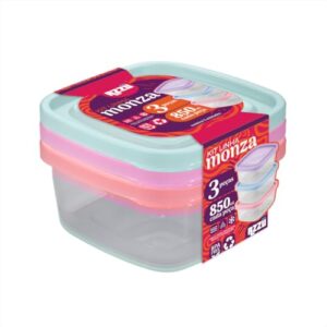 Genérico, Cj C/ 3 Pçs Organizador L Monza 850 Ml Translúcidos Cores Sortidas